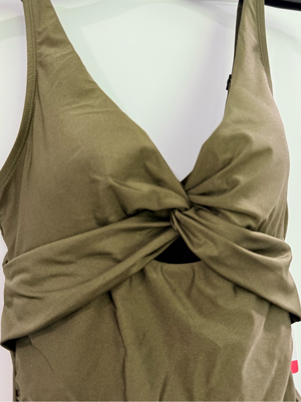 DKNY WOMENS Olive Green Twist-Front One-Piece Swimsuit medium NWT - Picture 3 of 16
